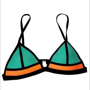 EUC Triangl neon teal, orange, & black bikini top